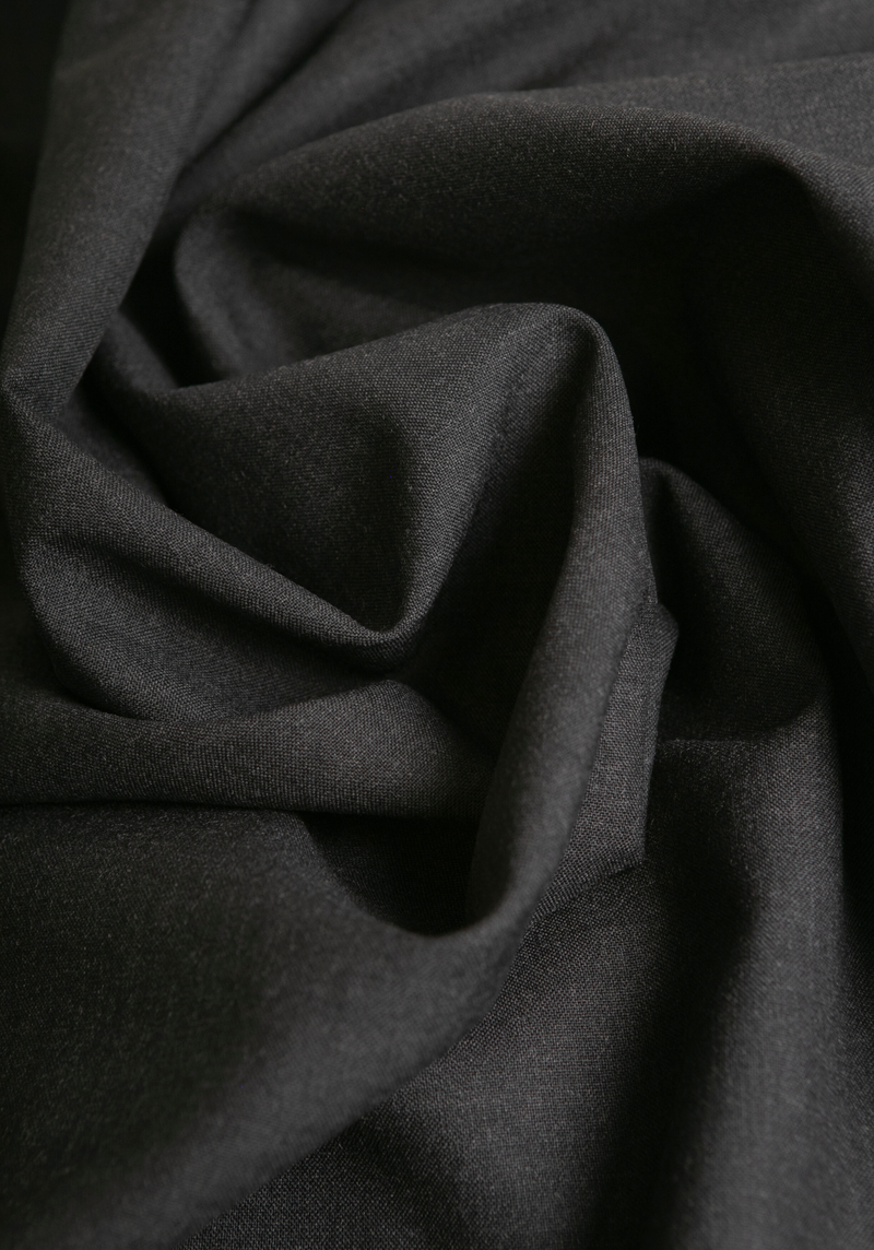 Anthracite woollen suiting fabric - by 10 cm