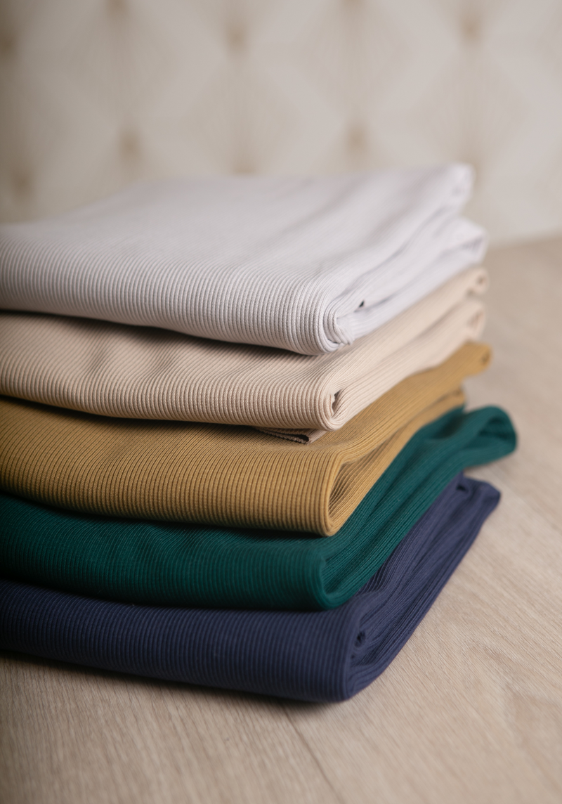 Plain cotton ribbed fabric - Multiple colors