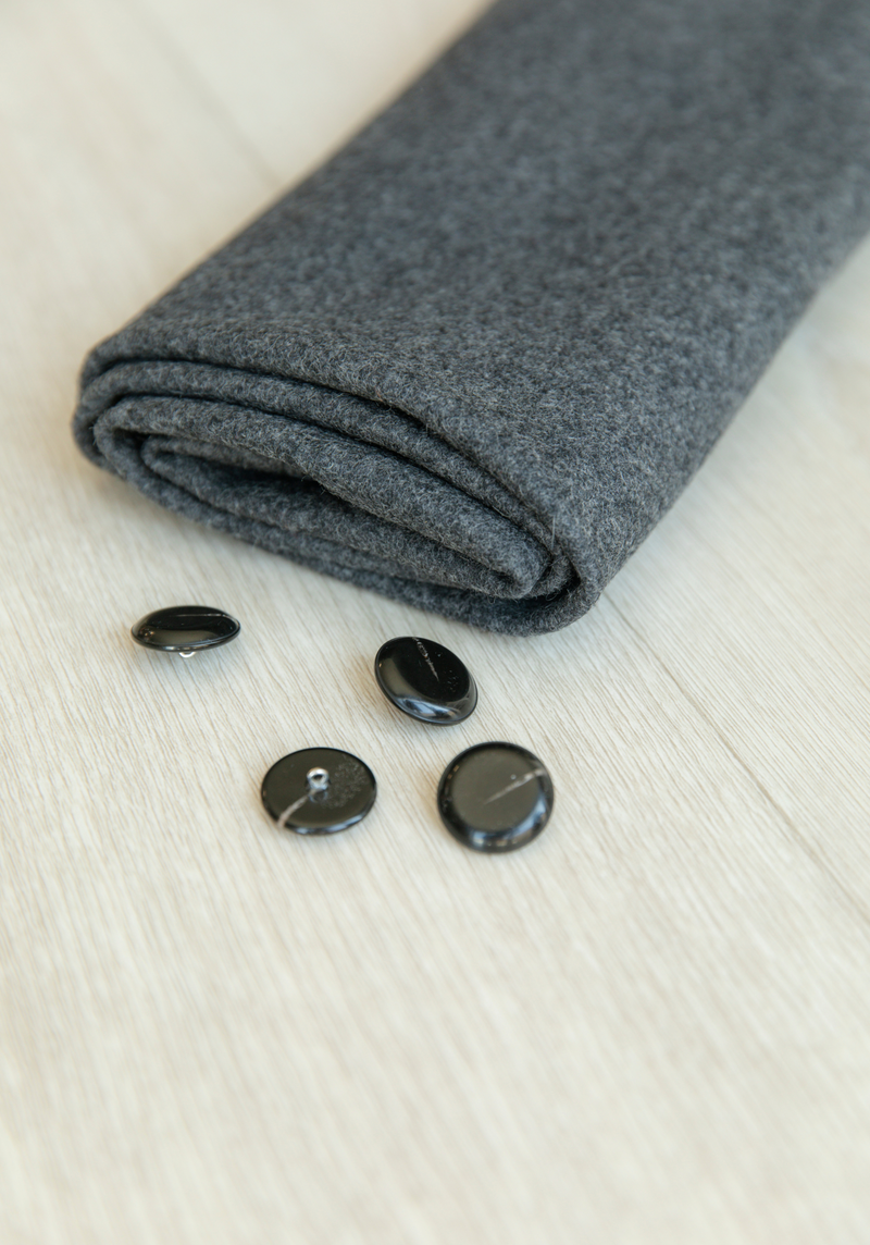 Grey Wool Drape Fabric- by 10 cm