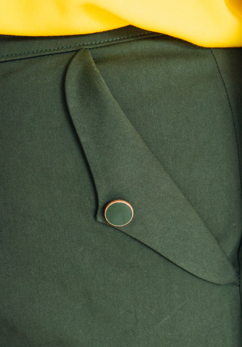 Dot Khaki Round Shaft Button with Gold Glitter