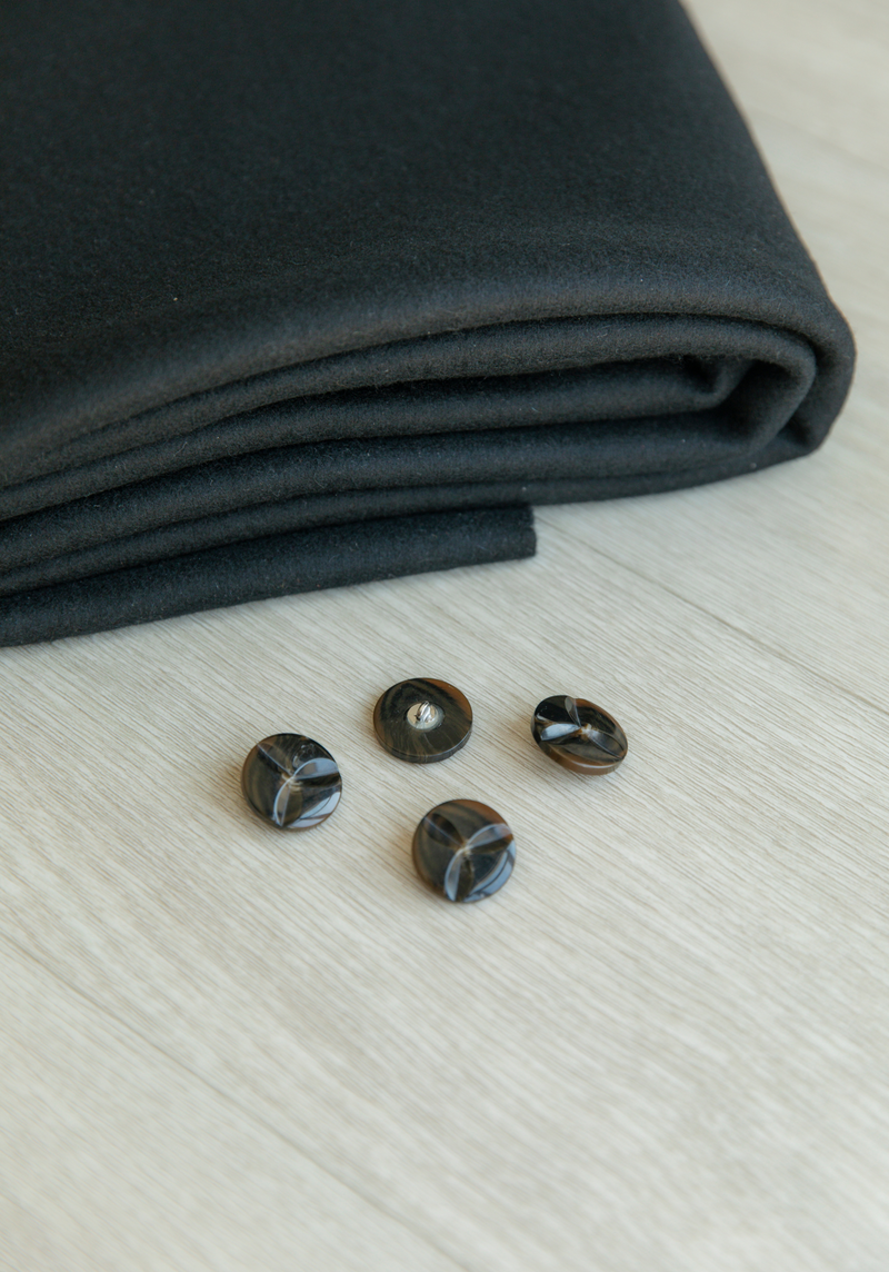 Black Wool Drape Fabric- by 10 cm