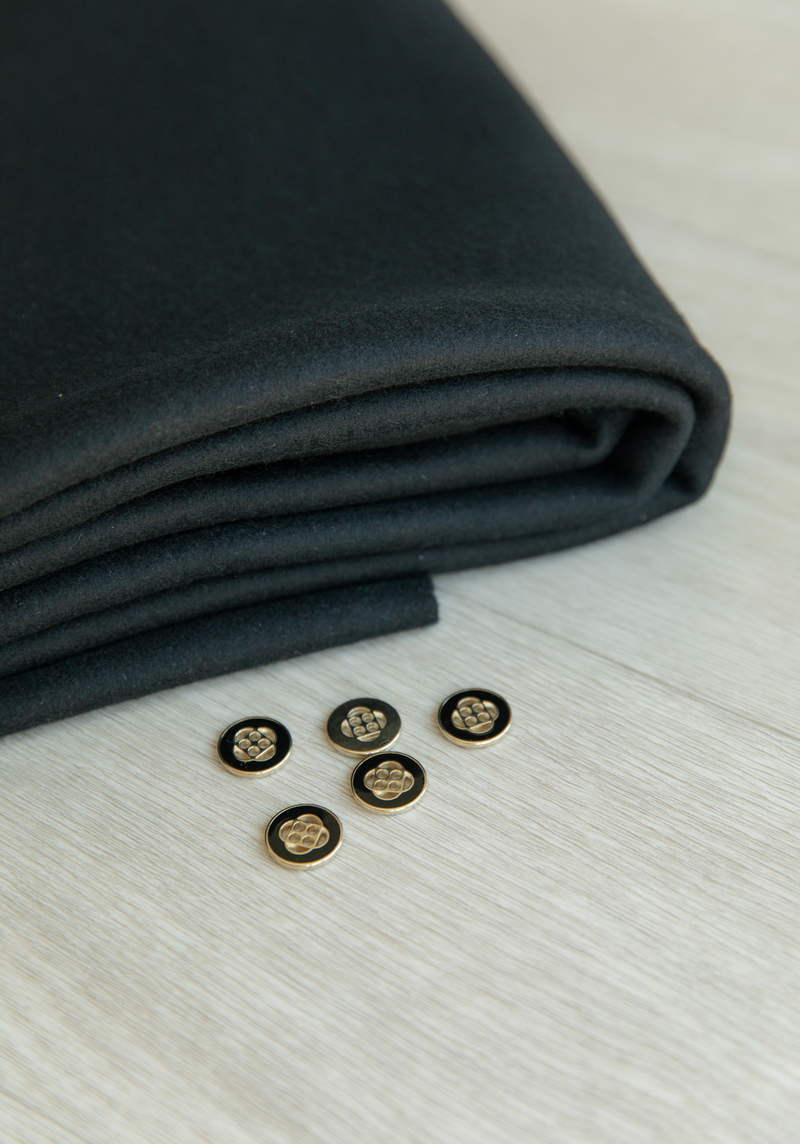 Black Wool Drape Fabric- by 10 cm