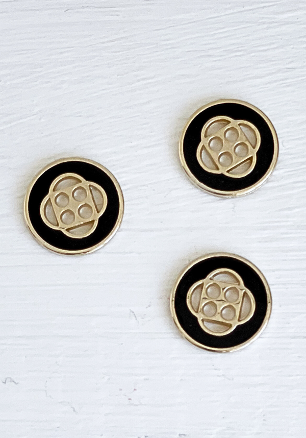 Black and Gold Poppy Button 15 and 18 mm