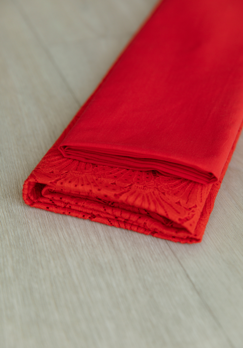 Rouge Passion Cotton Voile Fabric - by 10 cm