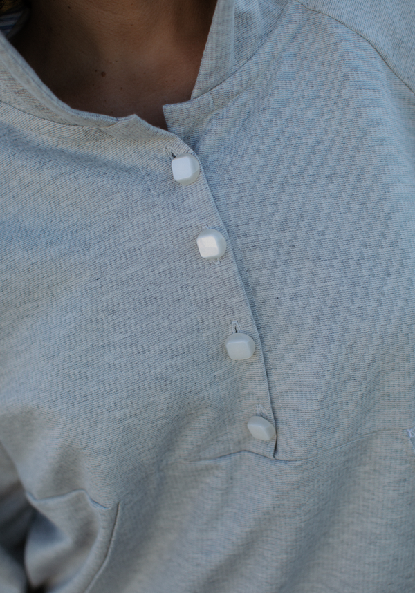 Lightweight sweatshirt fabric – heather light grey 100% cotton jersey