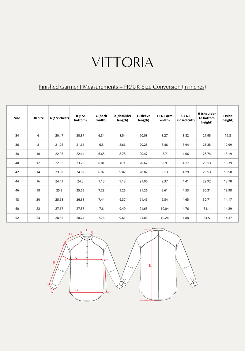 Vittoria Shirt Sewing Pattern - Paper Pattern