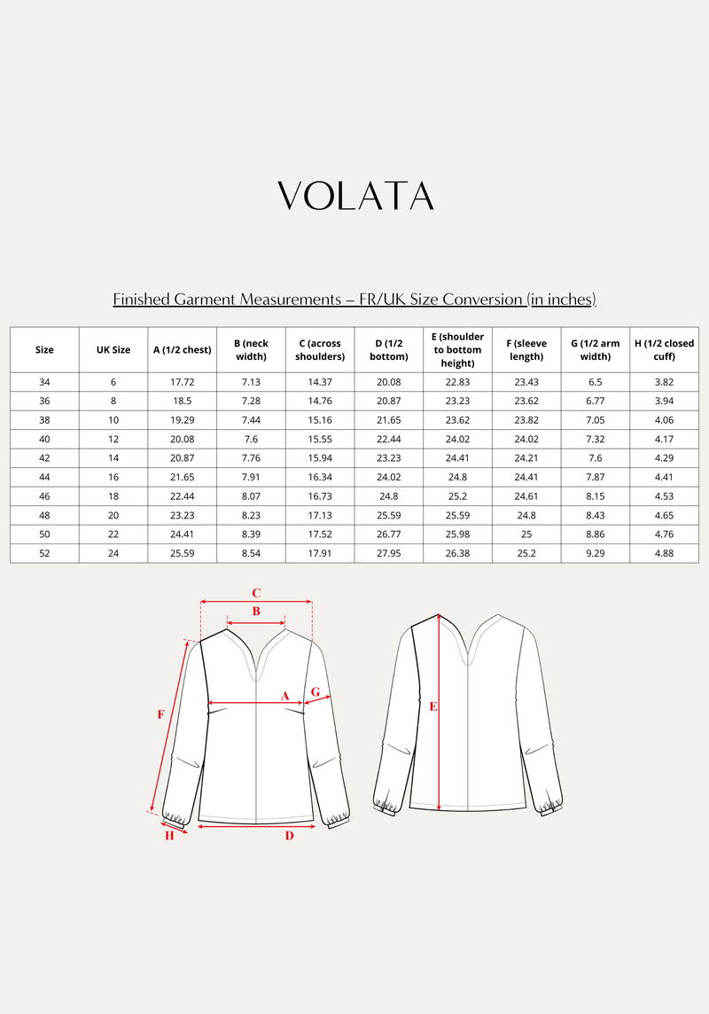 Volata Blouse Sewing Pattern - Paper Pattern