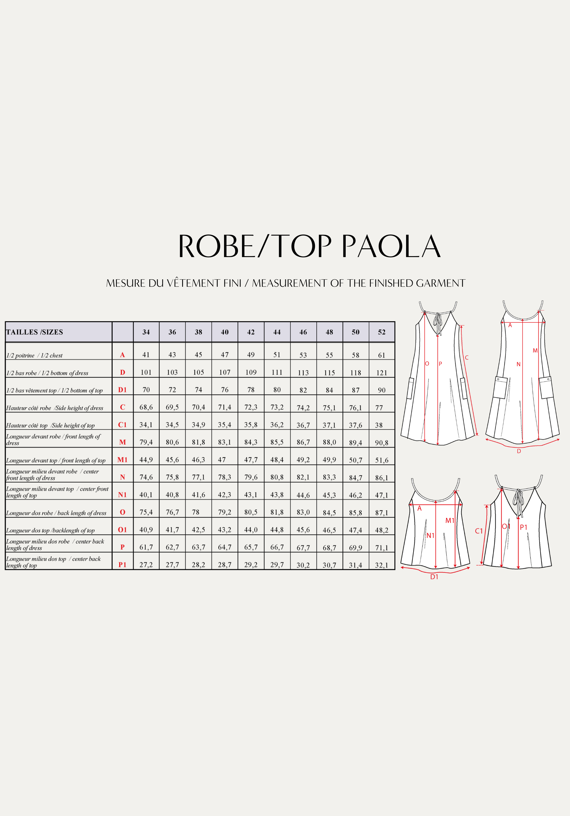 Paola Dress Top PDF Sewing Pattern (A0, A3, A4 and US letter) – Maison ...