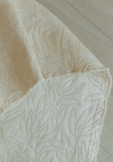 Ecume ecru and white Jacquard Fabric - by 10 cm