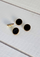 Dot black Round Shaft Button with Gold Glitter