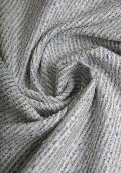 Blue grey or white Tweed jacquard Fabric - by 10 cm