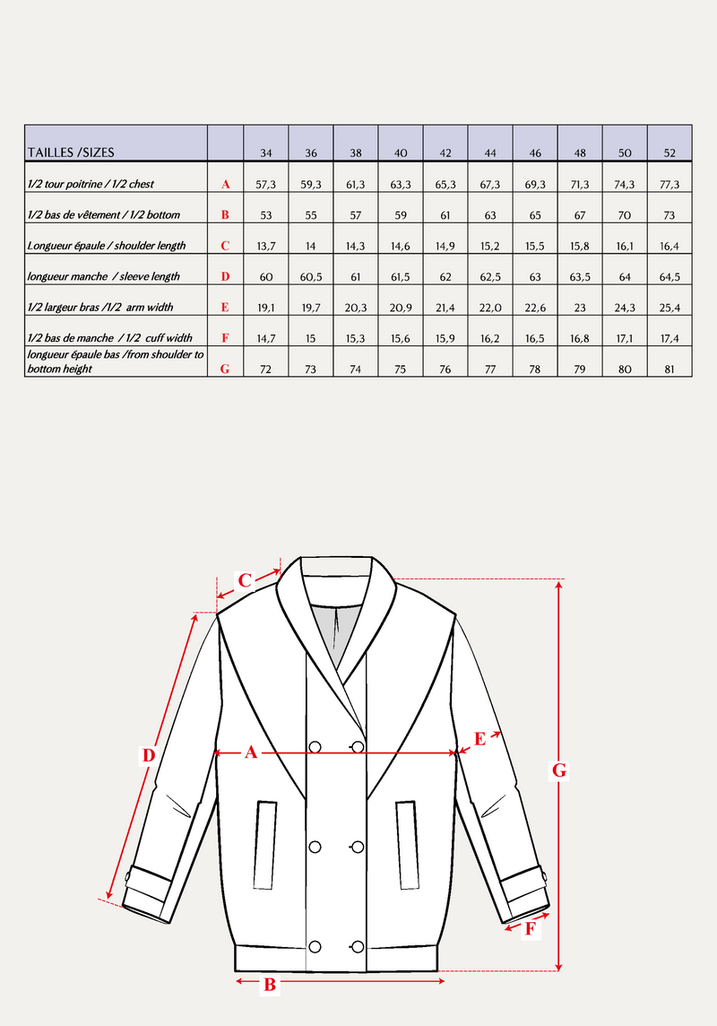 Cliff coat Paper Sewing Pattern