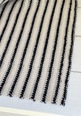Ecru and black striped cotton crochet knit fabric Fabric - by 10 cm
