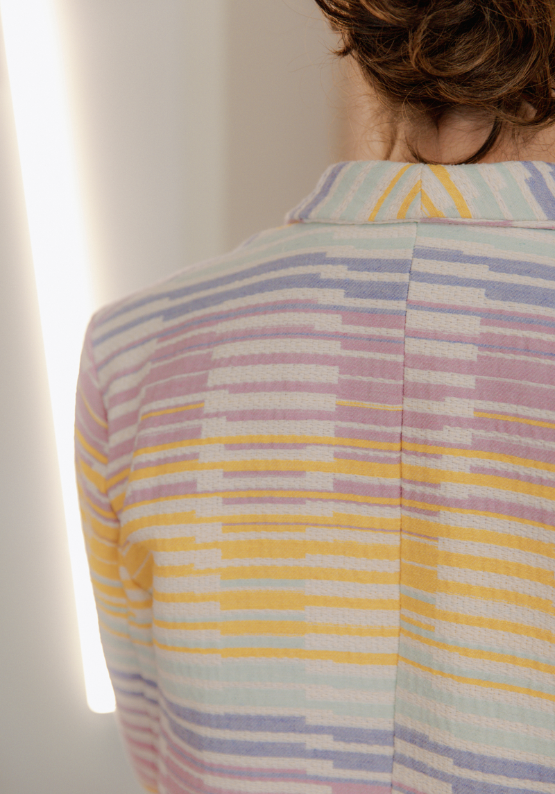 Tweed jacquard sorbet Fabric - by 10 cm