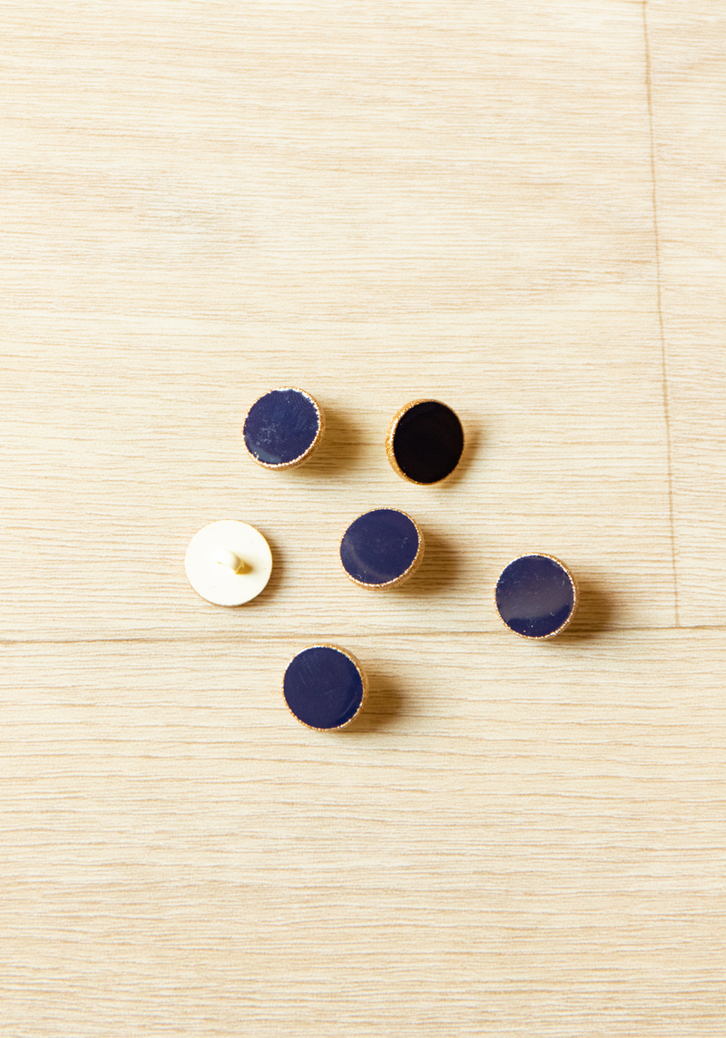 Dot Encre Round Shaft Button with Gold Glitter