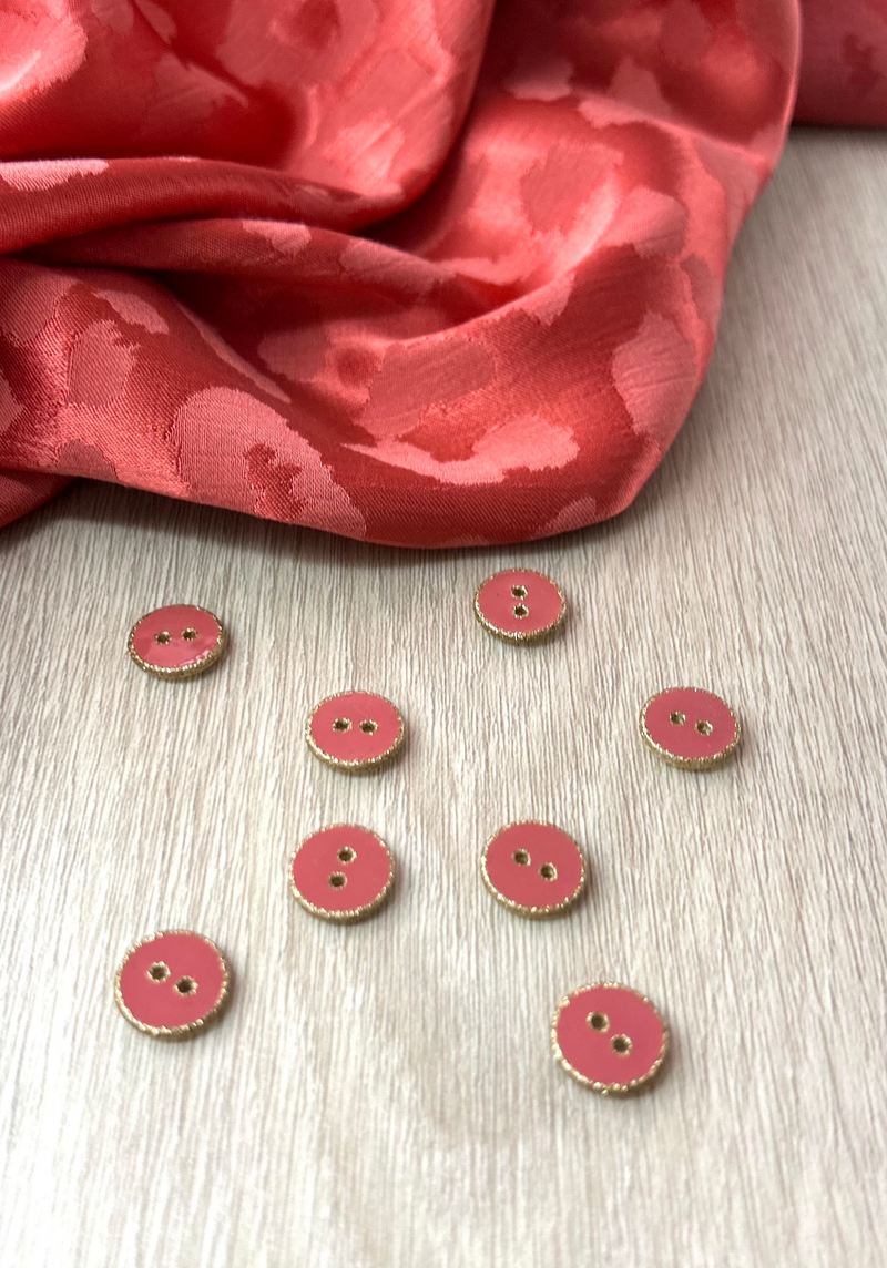 Rose Pepper Gold Glitter Button 12 mm