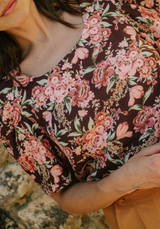 Deep Roses Jacquard Fabric - by 10 cm
