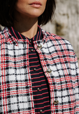 Tartan Bouclé Tweed Fabric - Wool & Cotton -by 10 cm