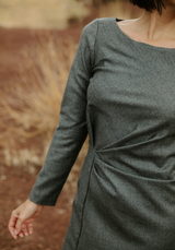 Lightweight heather grey virgin wool flannel fabric