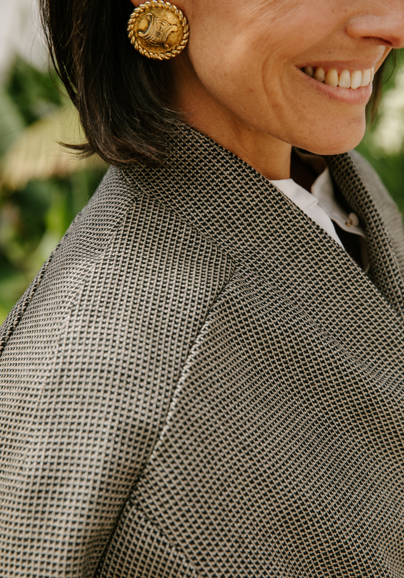 Wool Tweed Fabric – 100% Virgin Wool – Brown Check