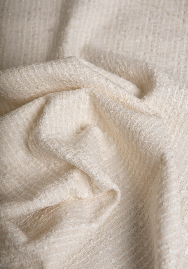 Blue grey or white Tweed jacquard Fabric - by 10 cm