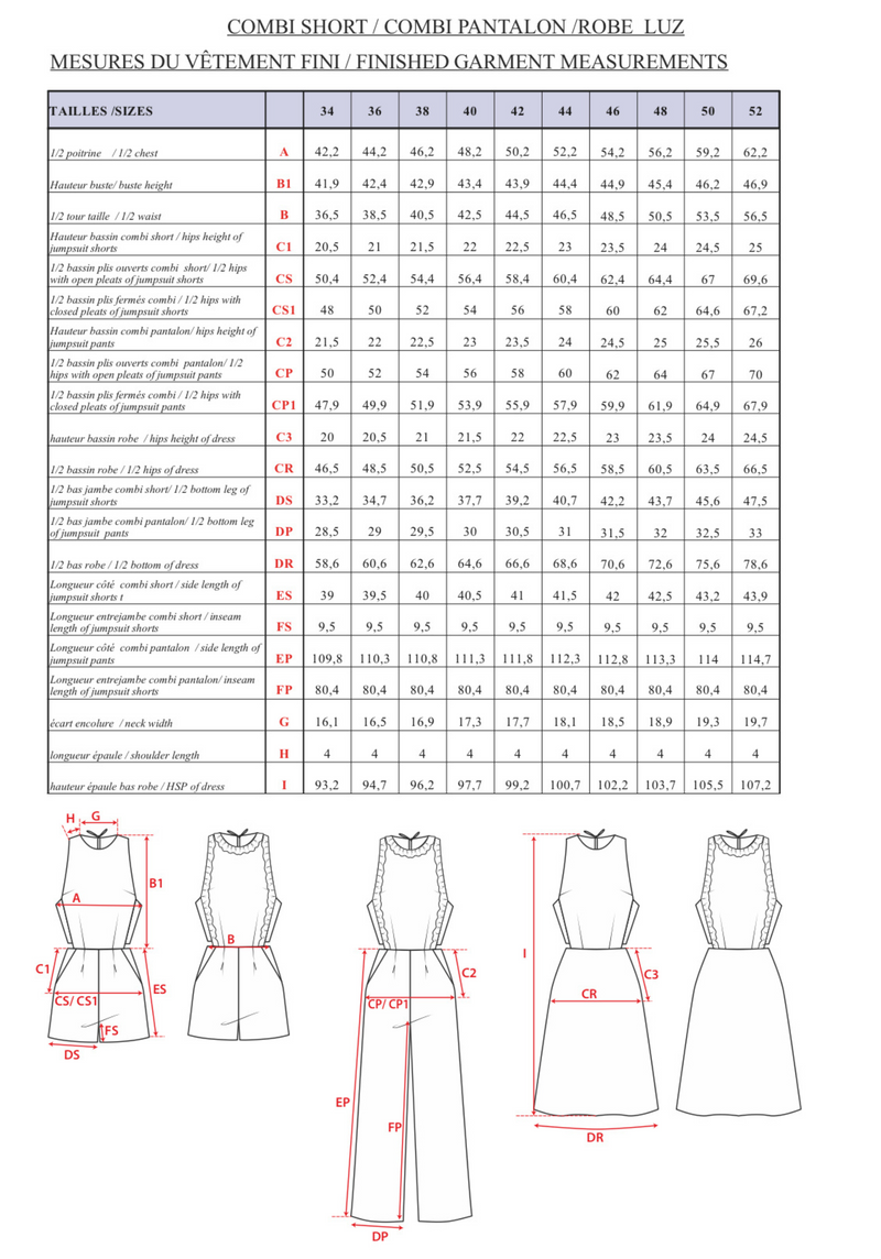 Luz Dress Playsuit PDF Sewing Pattern (A0, A3, A4 and US letter)