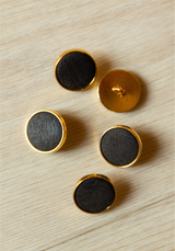 Wood and Gold Metal Button - 20mm