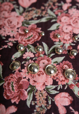 Deep Roses Jacquard Fabric - by 10 cm