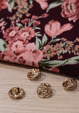 Rose Flower gold Button - 15 or 21 mm