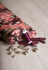 Deep Roses Jacquard Fabric - by 10 cm