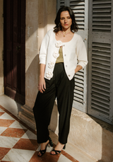 Black woollen suiting fabric - by 10 cm