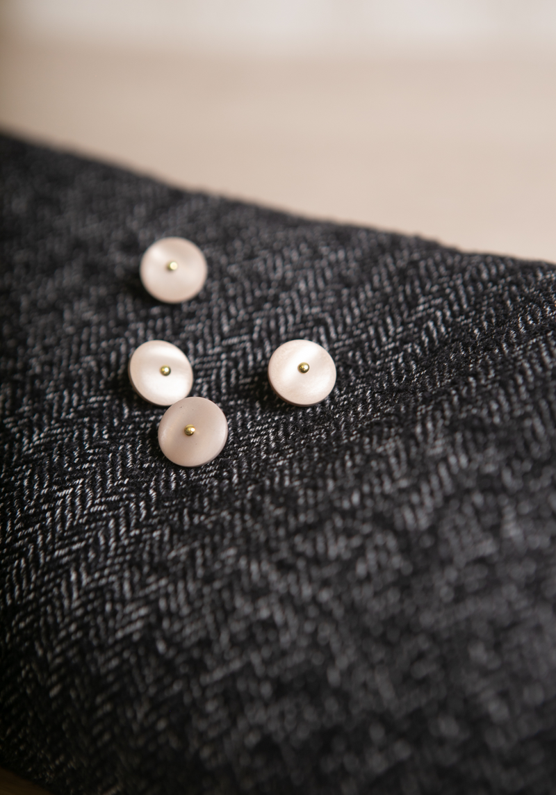 Wool Herringbone Tweed Fabric - Black