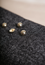 Wool Herringbone Tweed Fabric - Black
