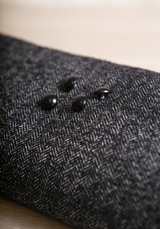 Wool Herringbone Tweed Fabric - Black