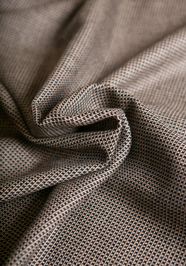 Wool Tweed Fabric – 100% Virgin Wool – Brown Check