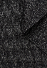 Wool Herringbone Tweed Fabric - Black