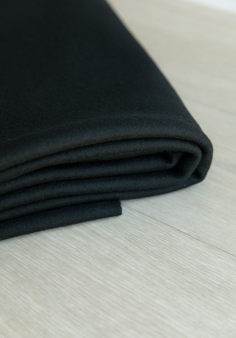 Black Wool Drape Fabric- by 10 cm