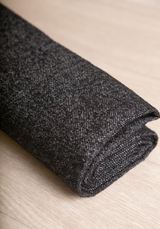 Wool Herringbone Tweed Fabric - Black