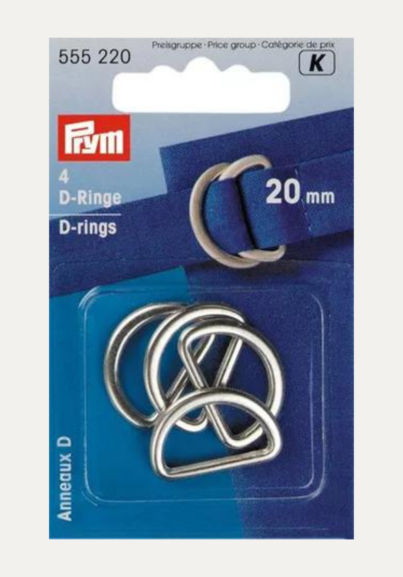 Box of 4 Silver D-rings 20 mm
