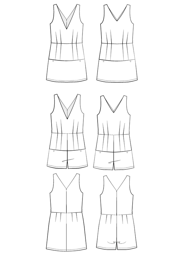Cosmopolitan Playsuit Dress PDF Sewing Pattern (A0, A4 and US letter, videoprojection)