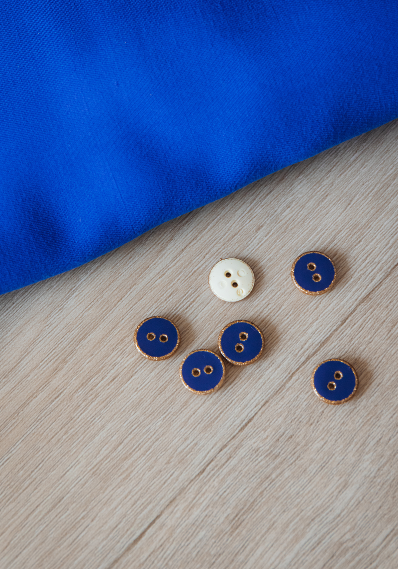 Bleu de Minuit Button with Gold Glitter 12 mm