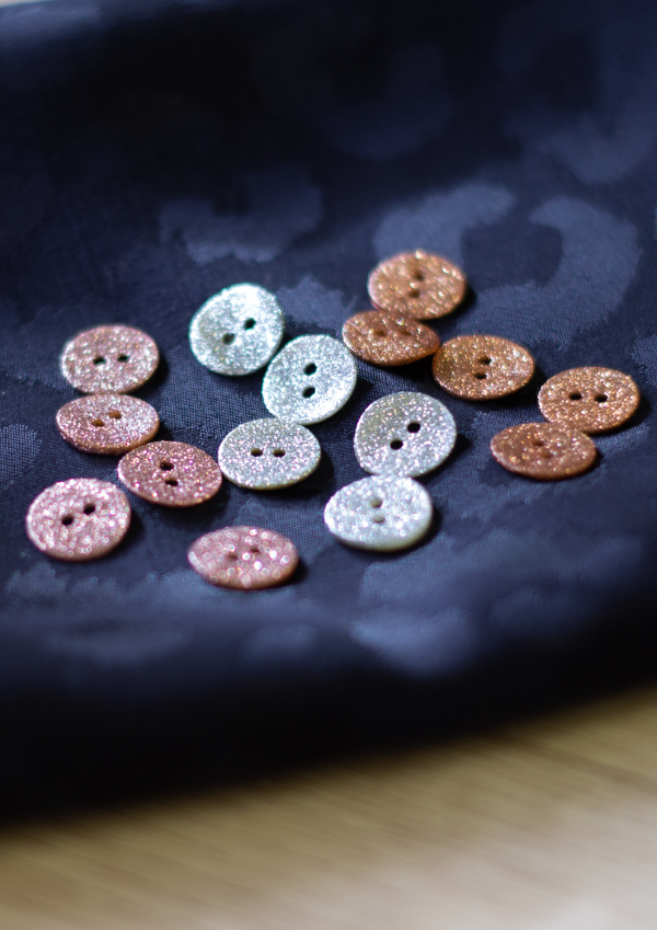 Or Rose Glitter Button 12 mm