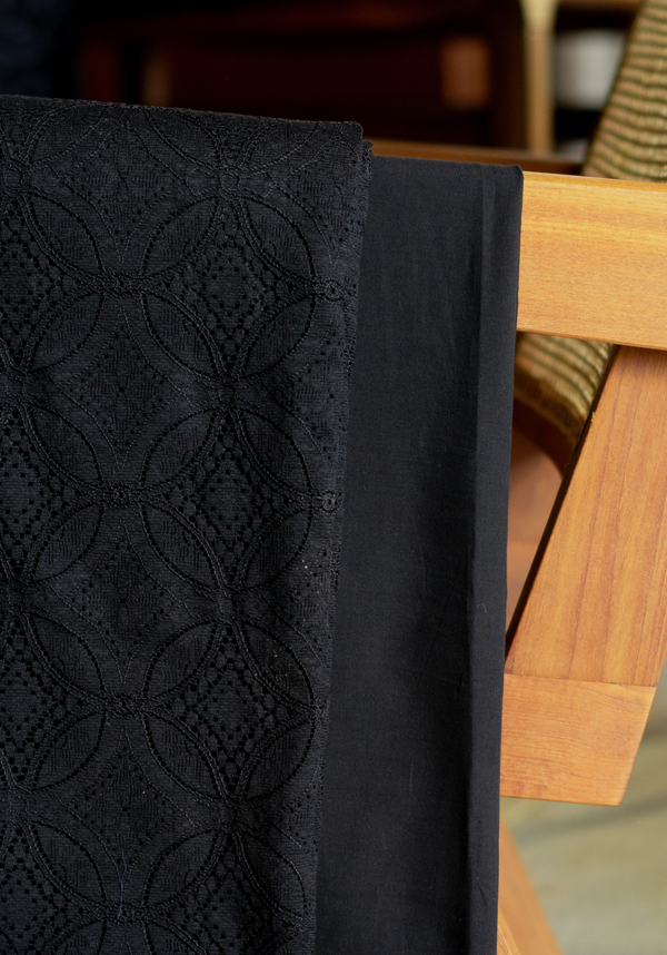 Noir Lace Fabric - by 10 cm