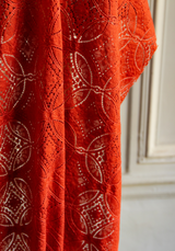 Orange Cinnamon Lace Fabric - by 10 cm