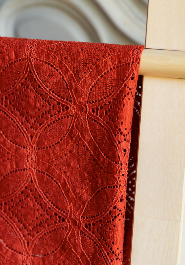 Orange Cinnamon Lace Fabric - by 10 cm